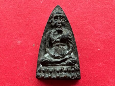 Protect amulet B.E.2540 LP Thuad brass amulet in iron shape by Wat Changhai (MON1129)